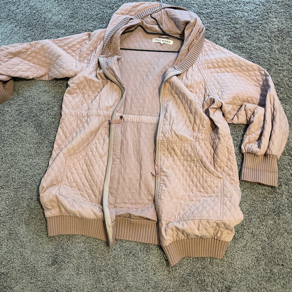 Free People XL Blush Quilted Sweater Jacket